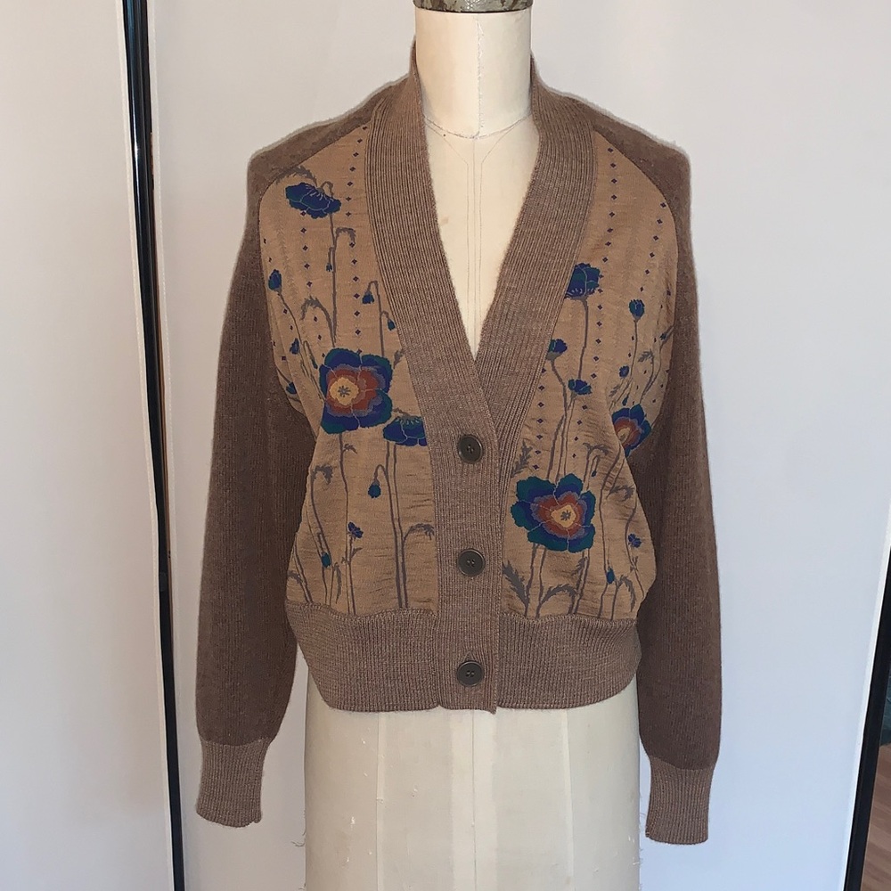 NWOT Antipast Floral cardigan sweater sock knit 1 / small $488